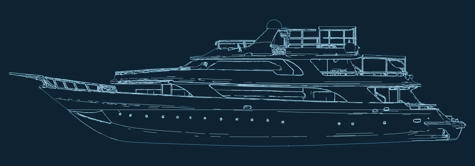 Side elevation of the vessel, drawn in line